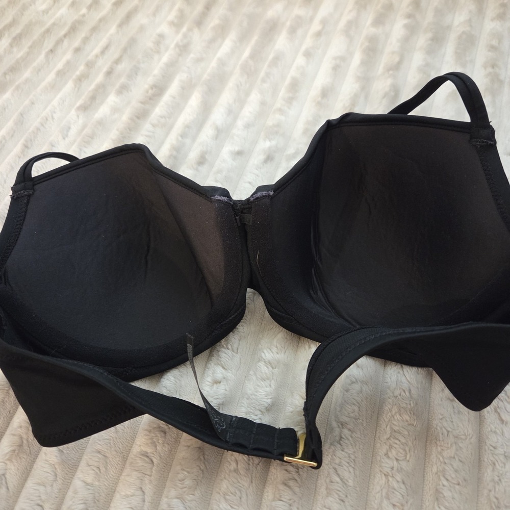 Smart & Sexy Black Push Up Bikini Top 34D Underwire Halter Swim Center Cinch - Picture 11 of 11